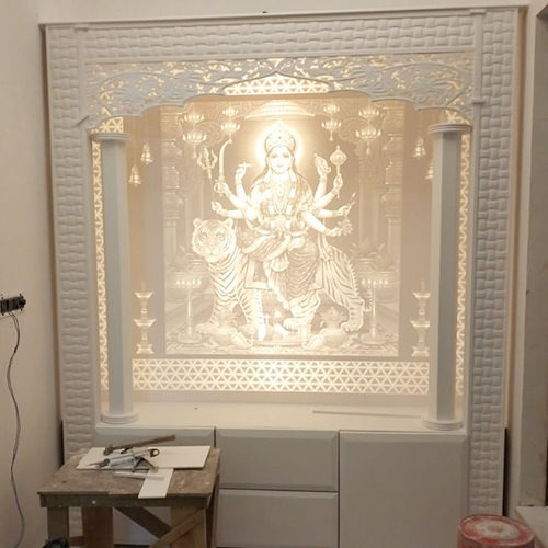 Durable 5X7 Feet White Corian Mandir