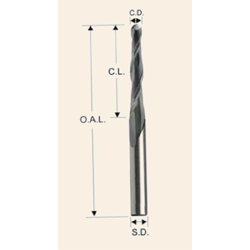 Solid Carbide Tapered Ball Nose Spiral Bit