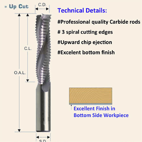 Solid Carbide UP Cut Spiral Bits With Chipbreaker