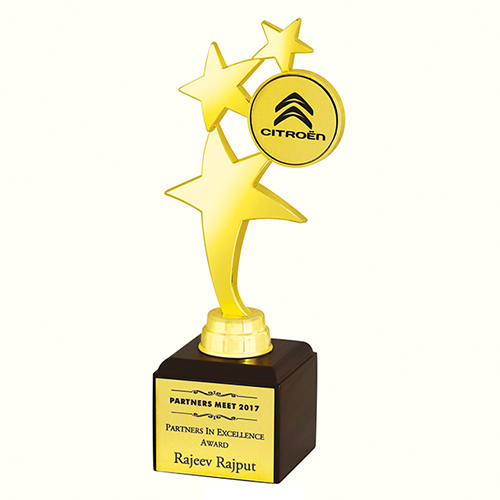 KK-361 10 Inch Star Trophies - Iron Material, Available in Different Sizes, Round Shape, Competitive Style, Personalized Engraving Option