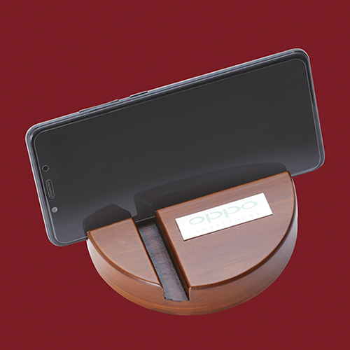 KK-219 Mobile Holder - Wooden Material, Brown Finish | Versatile Design for All Phone Sizes, Secure Vertical & Horizontal Viewing