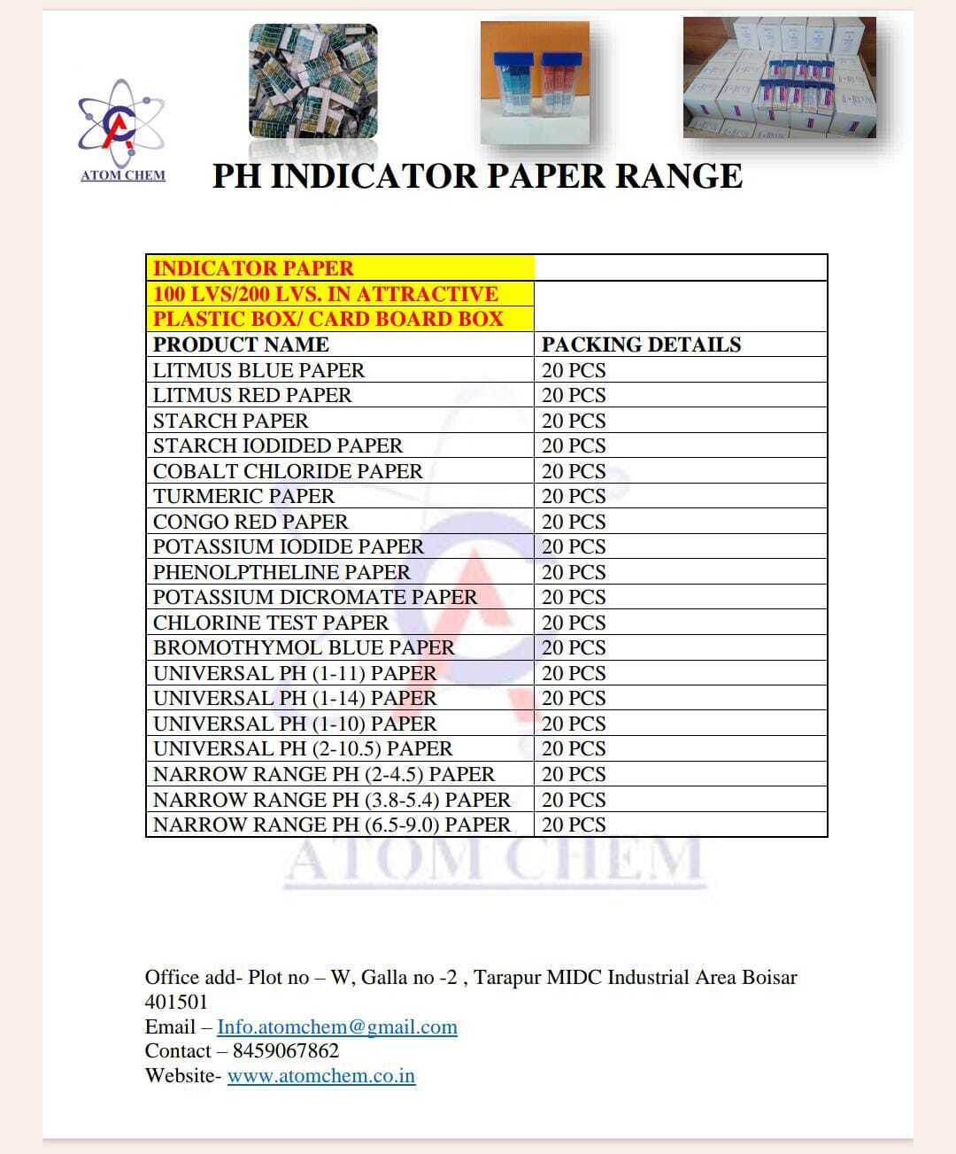 Universal Ph Indicator Paper