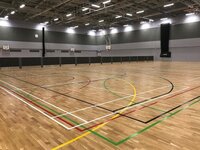 Basketball Court Flooring - Rubber Pu/pvc Material, 1x1 Sqft Size, Satin Surface, 21mm Thickness, Available In Green, Red, Blue, With Maple Or Teak Wood Options, Alluring Design For Indoor/outdoor Use