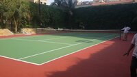 Tennis Court Flooring - High-quality Rubber Pu/pvc Material, 1x1 Sqft Tiles, 21 Mm Thickness, Satin Finish, Available In Green, Red, Or Blue Colors, Durable Maple/teak Wood Design