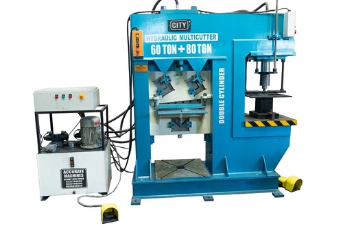 60 + 60 Ton Hydraulic Double Cylinder Multicutter - Accuracy: 1-2 Mm