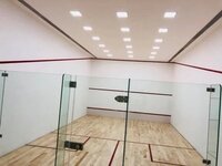 Squash Court Construction - Glass Panels, 32ft X 18ft , Hardwood Floor, Painted Lines, Led Lighting, Indoor Squash Competition, Wsf Standards