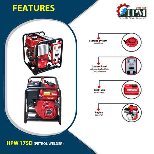 Petrol Welding Generator 175 Amps Model HPW-175D Recoil Start