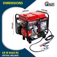 200 Amps Welding Generator 3 Phase  6 KW Petrol Run Model GE-3P-W8000RS Recoil and Self Start