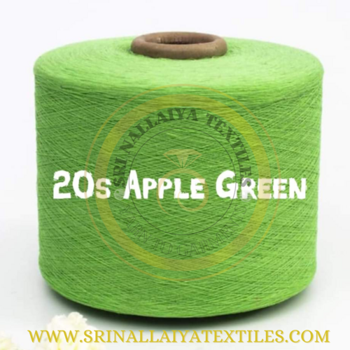 Recycled OE Yarn - 20 Count, 100% Cotton Filament in Apple Green | Plain Texture, Custom Color Options Available
