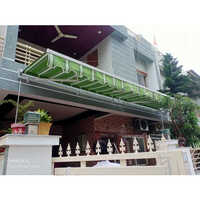 Pvc Terrace Awning - Pvc Material, Custom Size, Green Color | Single Layer, Aluminum Poles, Standard Design, Printed Canopy Style