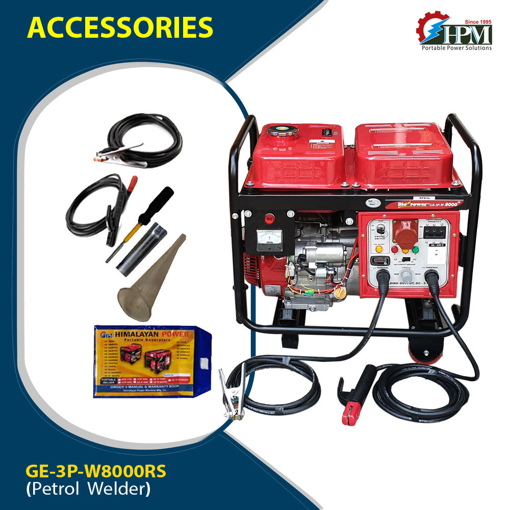 200 Amps Welding Generator 3 Phase  6 KW Petrol Run Model GE-3P-W8000RS Recoil and Self Start