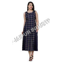 Washable Ladies Designer Printed Blue Kurti