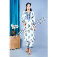 Ladies Printed Cotton Kurti With Pant Set