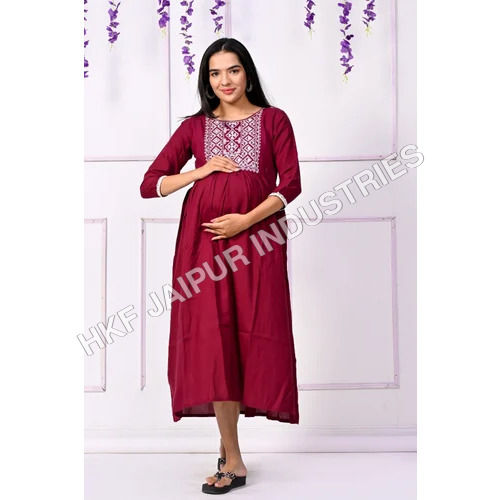 Ladies Maroon Maternity Kurta