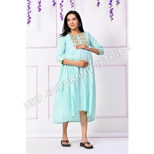 Mother Feeding Light Blue Rayon Kurti