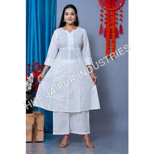 Ladies A Line Kurti With Palazzo Set