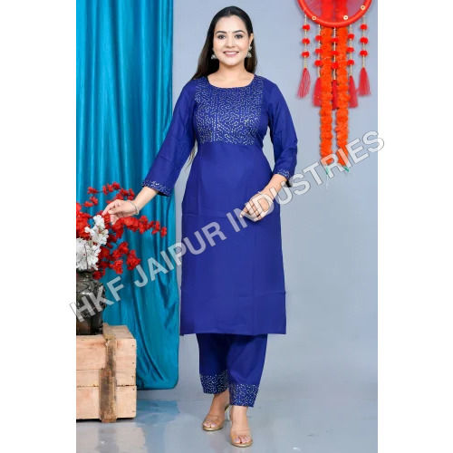 Ladies Blue Kurta With Palazzo Set