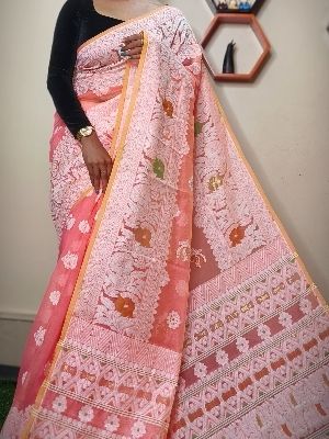 Cotton Bengal Handloom Jamdani Saree