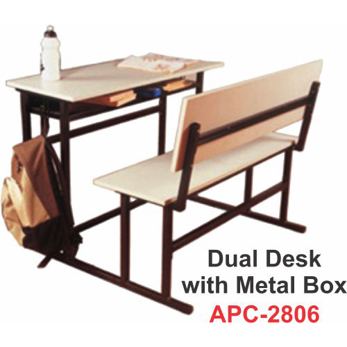 Dual Desk Whit Metal Box