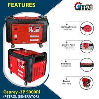 Portable Petrol 3 Phase Generator Model Osprey GE-3P-5000Ri Recoil Start