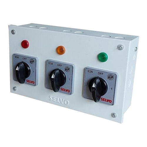 White 63A Three Phase Neutral (Tpn) Phase Selector Enclosure (With 1 Pole 3 Ways Rotary Switches Fitted And Duly Wired)