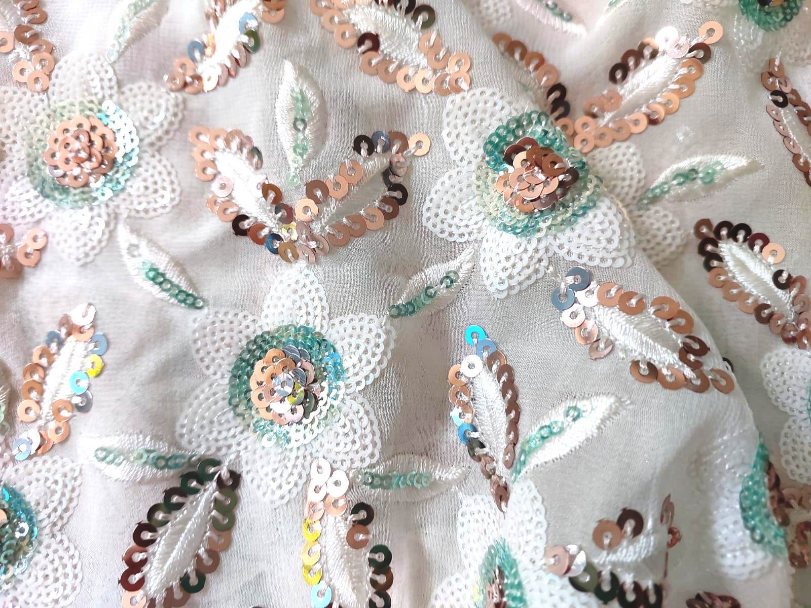 multicolor sequins daman embroidery fabrica