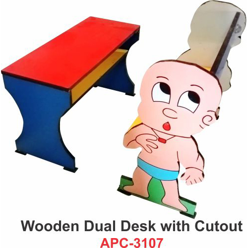 Wooden Dual Desk Whit Cutout