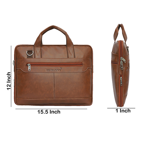 PU Leather Slim Satchel Laptop Bag