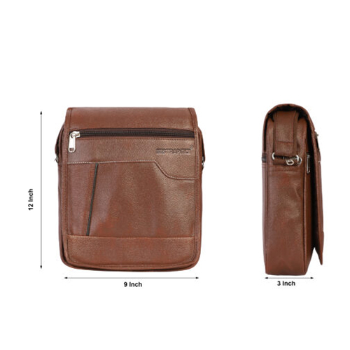 Tan Synthetic Leather Sling Bag