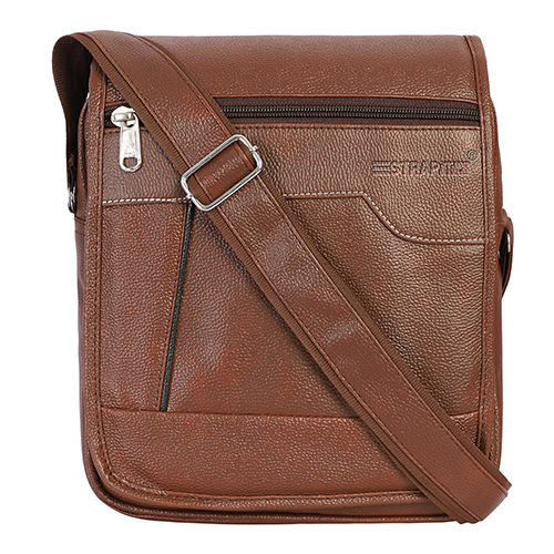 Tan Synthetic Leather Sling Bag