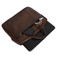 Synthetic Leather Brown File Messenger Bag