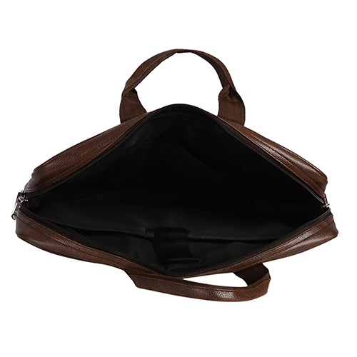 Synthetic Leather Brown File Messenger Bag