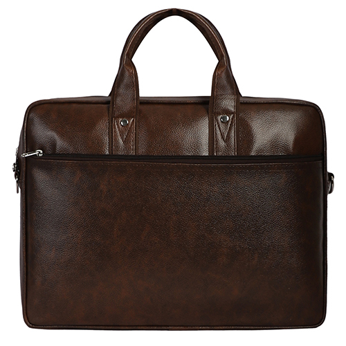 Synthetic Leather Brown File Messenger Bag