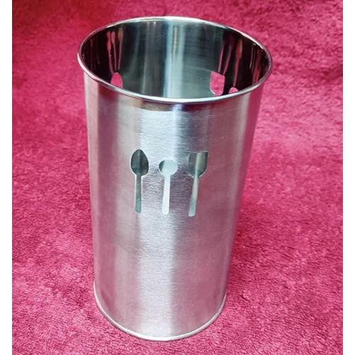 Stainless Steel Cutlery Holder Size: 4"Round And 7" Height