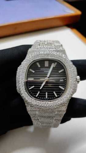 Real Diamonds Latest Moissanite Round Cut Diamond With Fully Studded Watch Of Men