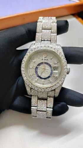 Real Diamonds Round Fully Studded Designer Moissanite Watch