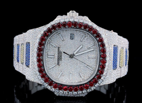 Real Diamonds Round Men's Diamond Studded Exclusive Moissanite Diamond wrist watch