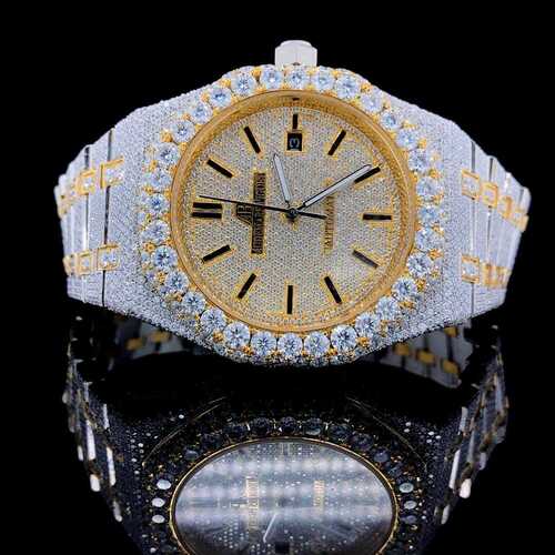 Real Diamonds Round Moissanite Diamond Elegant Men's Wrist Watch
