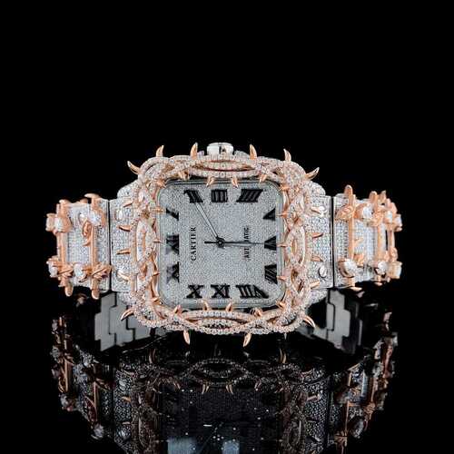Attractive moissanite Round Cut Fully Studded Diamond Watch For Men With Modern Style