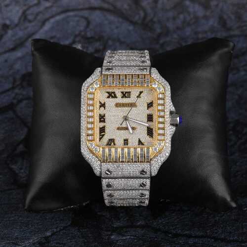 Real Diamonds Round Fully diamond Studded Moissanite Diamond Men's Hip Hop Trendy Watch