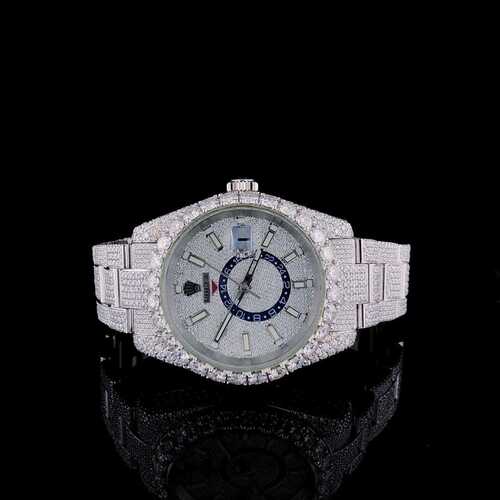 Real Diamonds Round Full Iced Out Diamond Watch Labgrown Handmade Diamond Watch For Men