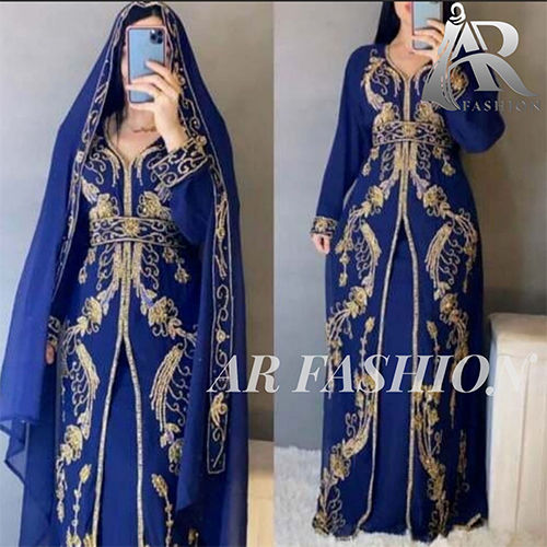 Blue With Golden Embroidered Kaftan Jackets