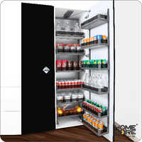 Glass Pantry - Metal Frame, Large Storage Capacity, Black And Silver Colors | Integrated Handle, Multi-level Shelving, Easy Clean Design
