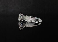 Natural Diamond White Gold Solitaire With Shank Diamonds Ring - Diamond Carat Weight: 3.00ct Carat