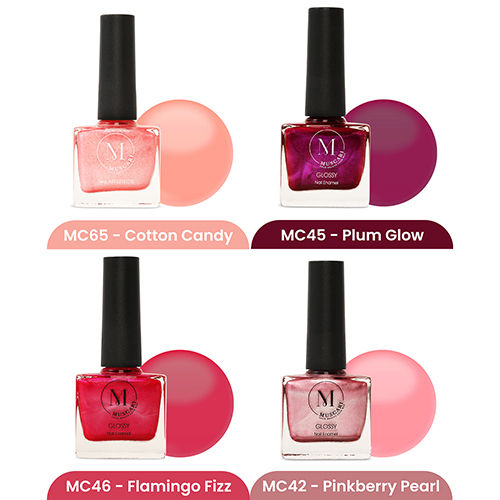 Cotton Candy Plum Glow Flamingo Fizz Pinkberry Pearl Nail Paint Set Of 4