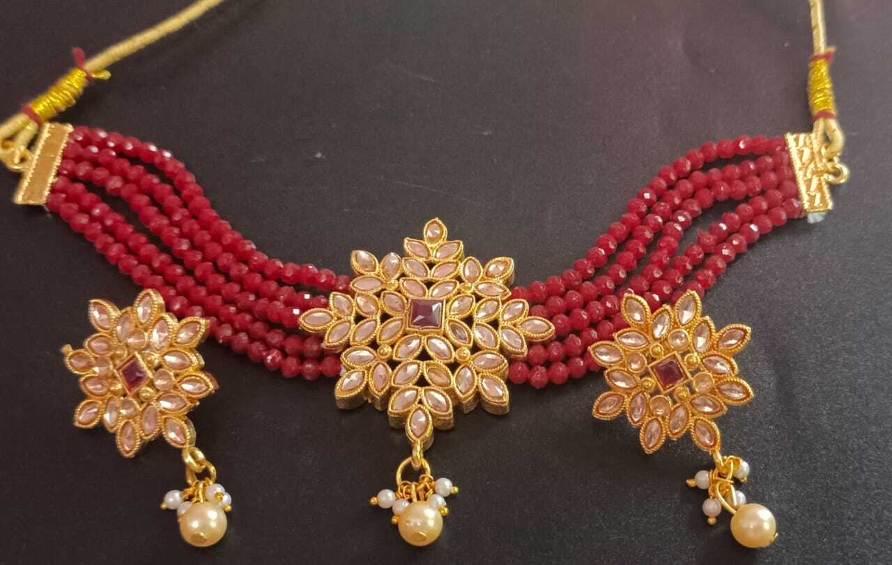 RMK Maroon Designer Kundan Choker set