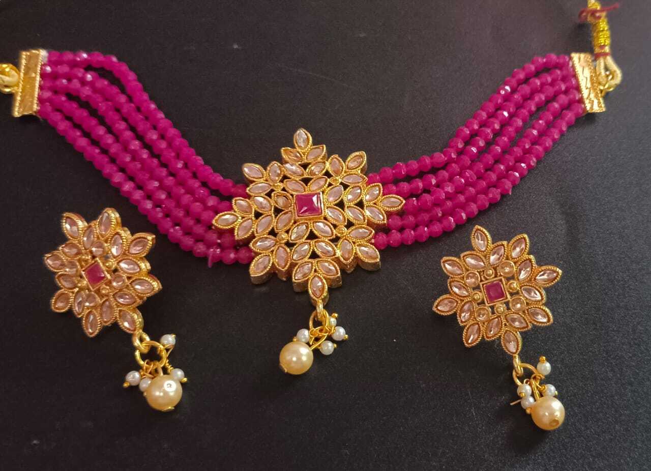 RMK Pink Designer Kundan Choker set