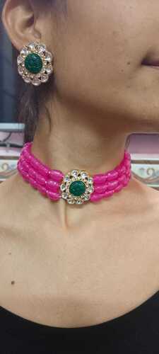 Pink Kundan Choker Set