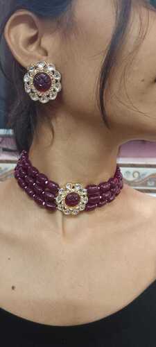 Maroon Kundan Choker Set