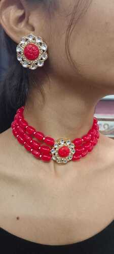 Red Kundan Choker Set